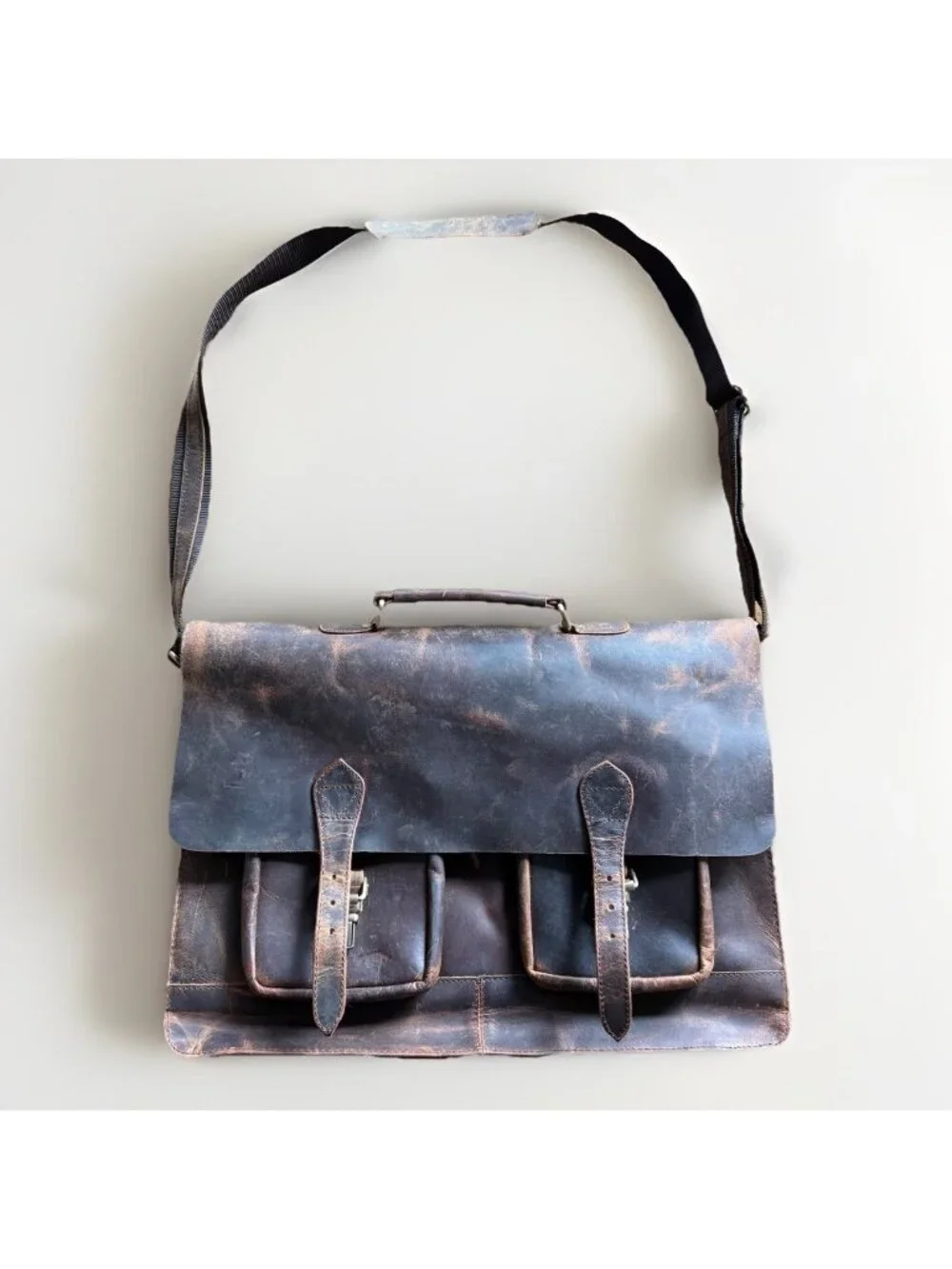 Denver‎ Leather Craft Potter Messenger Briefcase Bag Sz M Top Grain Buffalo NWOT